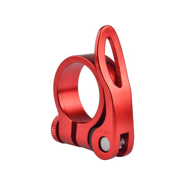 Ruifu Aluminum Alloy Lightweight Quick Release Seatpost Clamp Easy Installation 31.8 34.9mm (Red, 34.9mm)