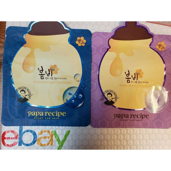 4 Papa Recipe Bombee Pore Ampoule Honey & Pepta Ampoule Honey Face Sheet Mask