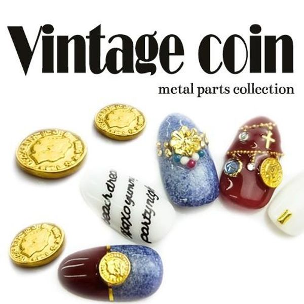 Vintage coin metal parts (gold) embossed coins coins antique metal parts nail parts nail art self-nail gel nails