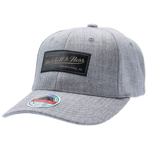 Mitchell & Ness - Washed Heather - Small Leather Box Logo, Black, gray