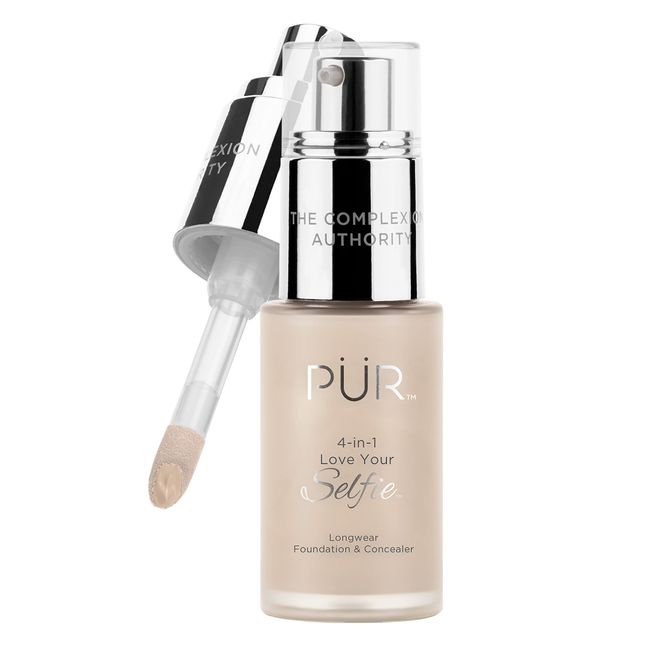 PÜR 4-in-1 Love Your Selfie Longwear Foundation & Concealer, Full Coverage Liquid Foundation, Hydrating Formula, Cruelty Free