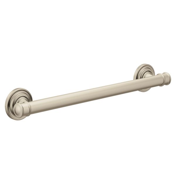 Moen YG6418BN Belfield Safety 18-Inch Stainless Steel Traditional Bathroom Grab Bar, Brushed Nickel