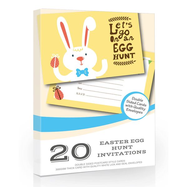 Olivia Samuel 20 x Easter Egg Hunt Postcard Invitations from Easter Bunny Party Invites - Ready to Write with Envelopes