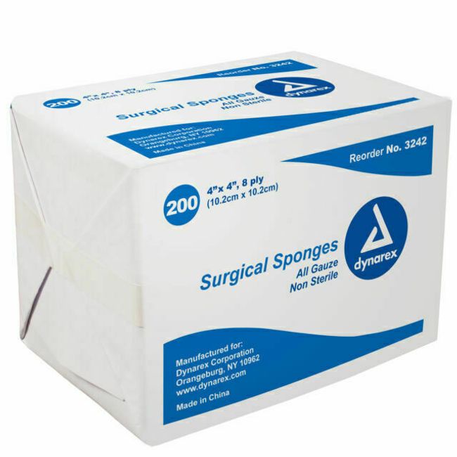 Dynarex Non-Sterile 4x4 Gauze Sponge  8 ply 200 Pack # 3242