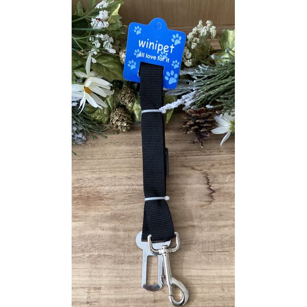 Winipet Pet Car Seat Belt Safety Clip Harness Leash Adjustable Black Dog Cat NWT