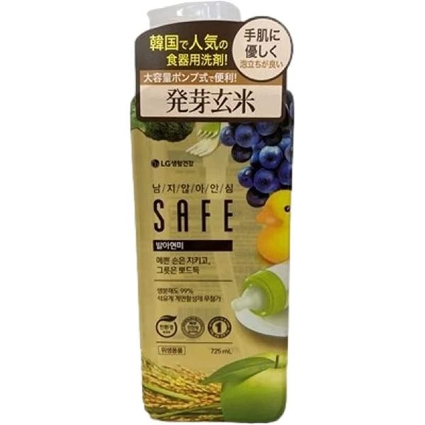 Safe Germinated Brown Rice Dish Detergent, Main Unit, 24.5 fl oz (725 ml), Popular in Korea, Dishwashing Detergent Formulated with Natural Oils and Fats