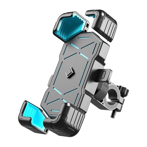 AUCELI Motorcycle Phone Mount, ABS Quick Release Bike Phone Holder for 4.7''-7.2'' Phones, Anti Shake with 360 Rotatable Phone Clip, Handlebar Clamp (Blue)
