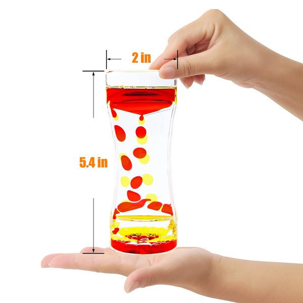 OCTTN Liquid Motion Bubbler Timer Sensory Toys for Relaxation, Water Timer Fidget Toy for All Age, Motion Bubble Toy Sensory Play for Office Home (Red & Yellow, 1 Pack)