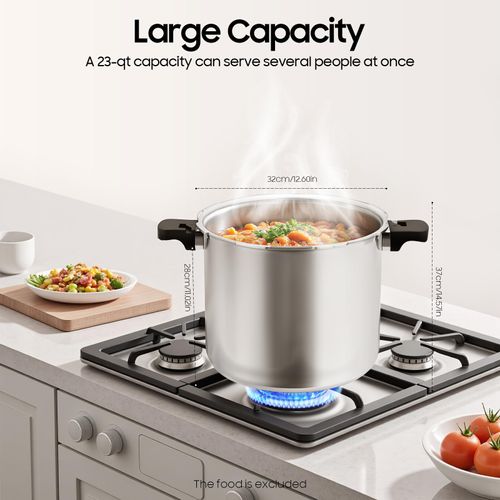 23 qt Pressure Canner,Canning Pressure Cooker with Gauge Large Capacity Aluminum Pressure Canners for Compatibility Gas and Induction Cooktops Thickened Explosion-proof Pressure cookers