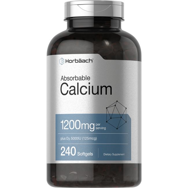 Calcium with Vitamin D3 | 1200mg | 240 Softgels | 5000 IU Vit D3 | by Horbaach