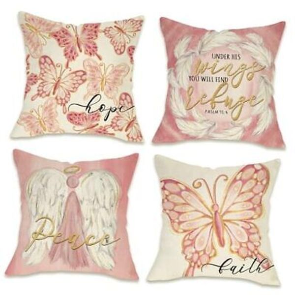 Butterfly Spring Summer Decorative Throw Pillow Covers 18 x 18 Pink Butterfly