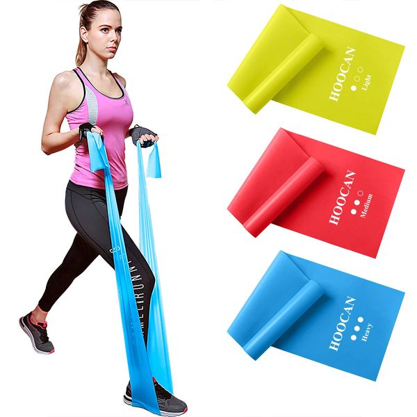 Hoocan Resistance Bands Elastic Exercise Bands Set for Recovery, Physical Therapy, Yoga, Pilates, Rehab, with 3 Resistance Levels