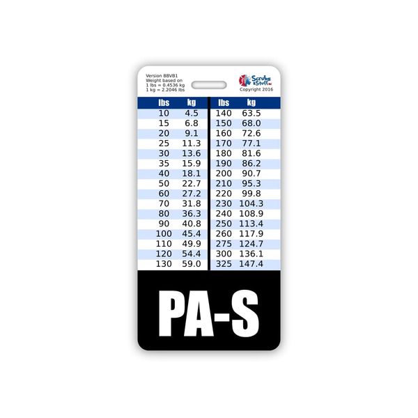 PA-S Badge Buddy Vertical w/Height & Weight Conversion Charts (Standard, Black)
