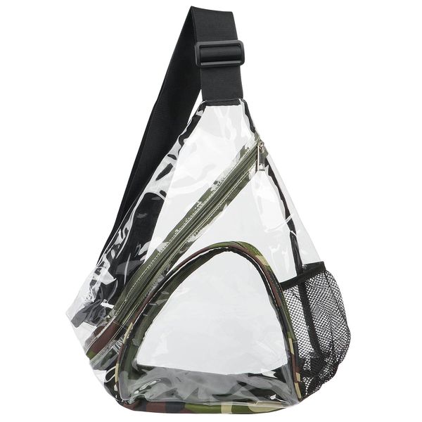 HULISEN Clear Sling Bag, Clear Bag Stadium Approved, Transparent Shoulder Crossbody Backpack Chest Casual Daypack