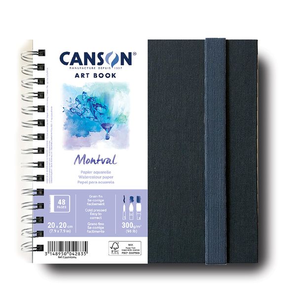 CANSON Art Book Watercolor Paper Notebook, 7.8x7.8 inches, White