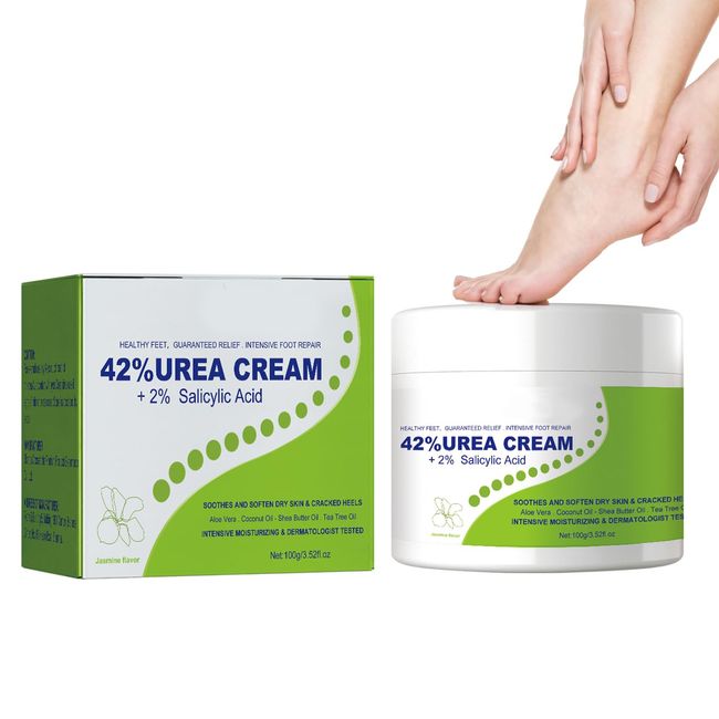 Urea 42% Foot Cream,Foot Cream For Cracked Heels And Dry Skin,Foot Moisturiser,Foot Care cream,Deep Hydrating & Smooth Dull Skin,Hard Skin Remover Foot Cream,Athlete Foot Cream-Hand & Foot Care-100g