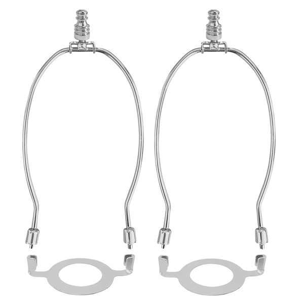 GIGIVOSHA Lamp Shade Harps Holder Adjustable Kit - 8 9 10 Inch with E26 UNO Light Base Set Lampshades parts for Table and Floor Lamps finials Bracket Light Fitting - 2 Pack (Nickel, 8 Inch)