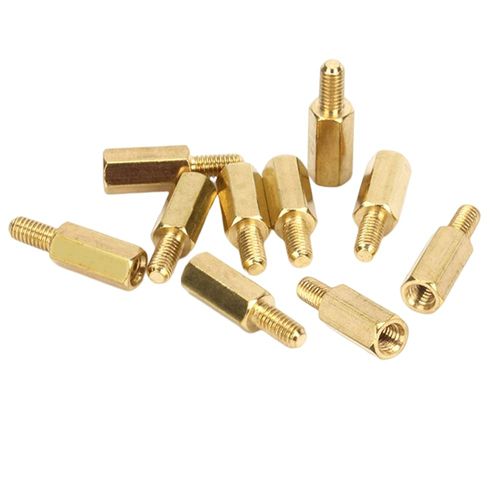 LOYELEY Brass Hex Standoff Spacer M4x10mm + 6mm Brass Hex Nut Male to Female Screw Spacer Screw Nut 10pcs