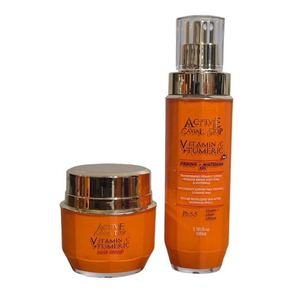 Active caviar drip Vitamin C & Tumeric Oil 100ml And Face Cream