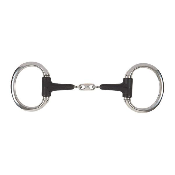Shires Equikind Plus Eggbutt Peanut Link Bit 4 1/2 inch Silver Black