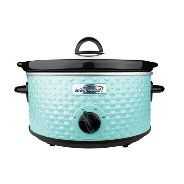 BRENTWOOD SC-136BL 3.5-Quart Diamond-Pattern Slow Cooker (Blue)