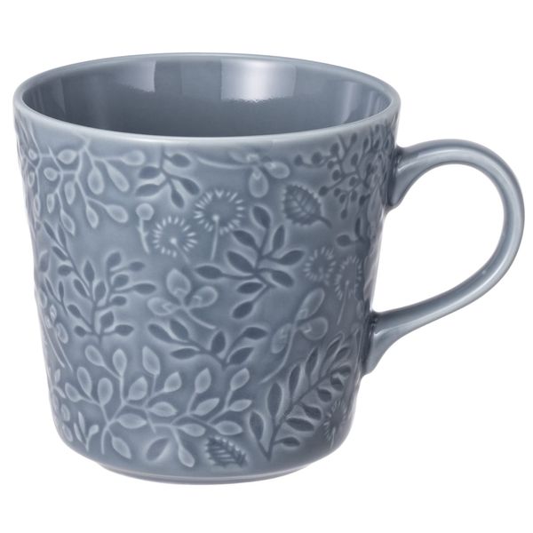 NARUMI Anna Emilia 41612-6397 Mug, Microwave Safe, Dishwasher Safe, Gift, Gift Box Included, Cute, Made in Japan, Oven Safe, Large, 11.8 fl oz (350 cc), Relief, Floral, Midsummer Meadow, Blue