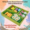 SRV Hub 16 PCS Easter Bonnet Decorating Set Easter Bonnet Making Kit Decoration Accessory Easter Carrots Easter Bunny Easter Daisy Easter Glitter Eggs Easter Grass Easter Chicks