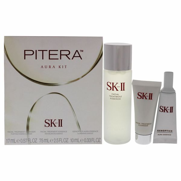 Pitera Aura 3 Pc Kit by SK-II for Unisex- 2.5 oz Facial Treatment Essence & More