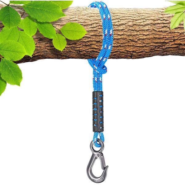 BeneLabel Schaukel Befestigung Seil, 50cm Hängematte Aufhängung Gurt Baum Hängesessel Balkenbefestigung mit Haken für Indoor Outdoor Baumschaukel Nestschaukel, 1134kg/10mm Durchmesser, Blau
