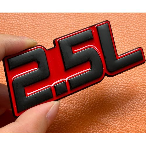 2.5L Metal Car Emblem Logo, 3D Badge Decal, Red/Black