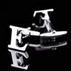 KnBoB Men Cufflinks Letter E Silver Cufflinks Wedding Business Gift With Box