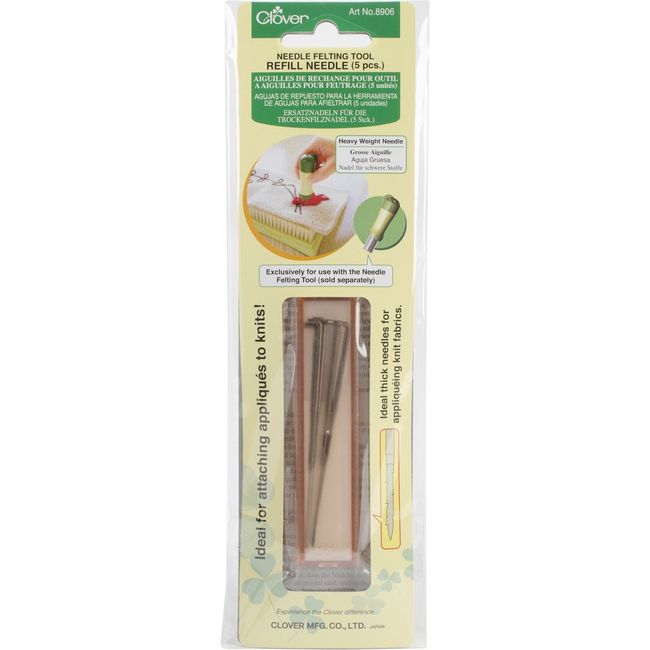 Clover Needlecrafts Felting Needle Tool Refill Heavy Weight 5 Pack 8906 (3-Pack)