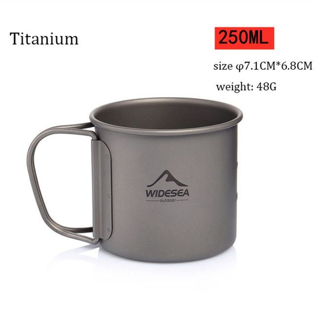 250ml Aluminum Camping Mug Coffee Cup with Folding Handles Water Cup Mug