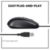 Perixx PERIMICE-209U Wired USB Mouse with Scroll Wheel for Left or Right-hand Use, for Computers and Laptops, Black
