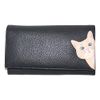 Cleo The Cat Leather Matinee Wallet by Mala Leather, black, Contemporary