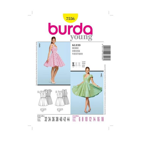 Burda B7556 Dress Sewing Pattern 19 x 13 cm