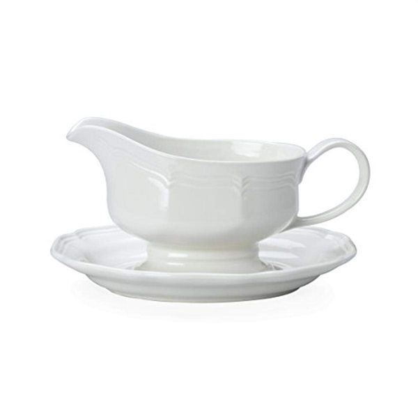 Mikasa French Countryside Blue 2 Piece Gravy Boat Set, White