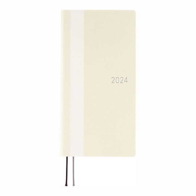 Almost Daily Notebook, 2024 Weeks, White Line/Ivory, Beginning in January, Weekly Notebook, Weekly Left, Slim Vertical