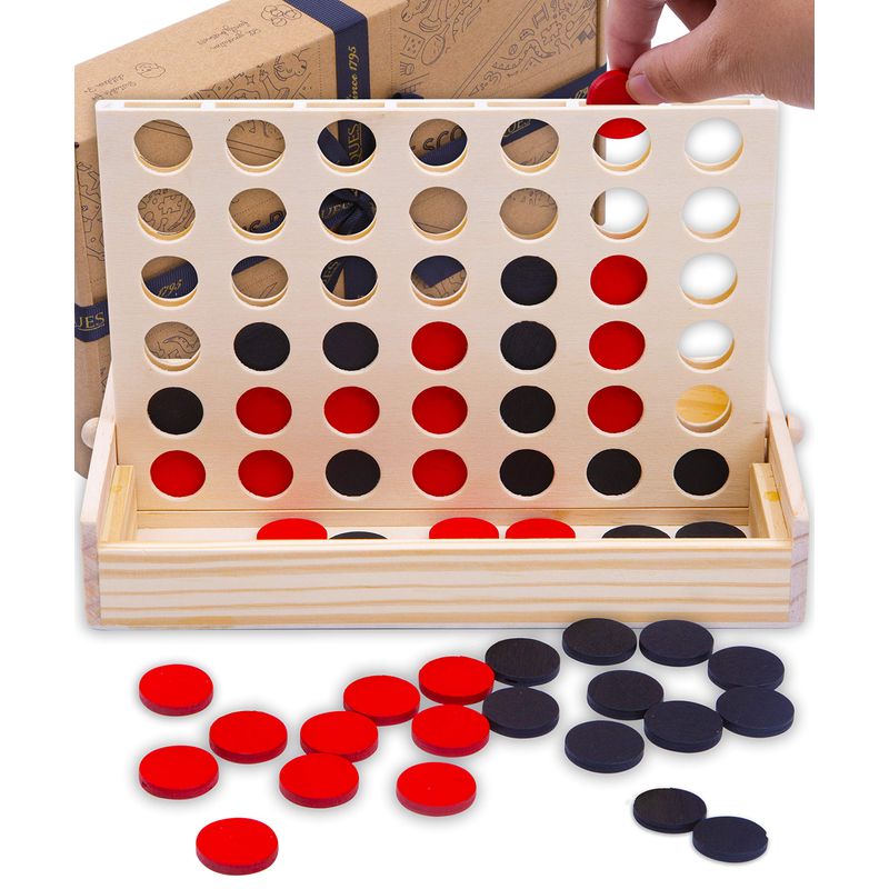 Jaques of London Family Score 4 in a Row Game | Wooden Travel Games for ...