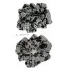 Scrunchie Adult Only Black and White Monotone Checkered Botanical Pattern, Made in Japan by KOEIDO Original, white