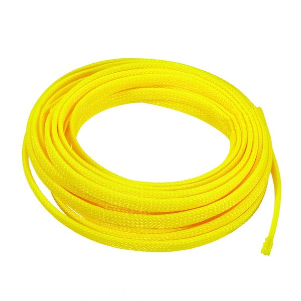 sourcing map Expandable Sleeving, 1/4-inch 16ft Cable Sleeve, Yellow