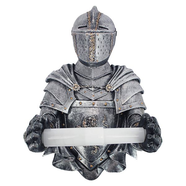 Design Toscano CL5768 Holder-Medieval Knight to Remember Gothic Toilet Paper Roll-Bathroom Wall Decor, Pewter