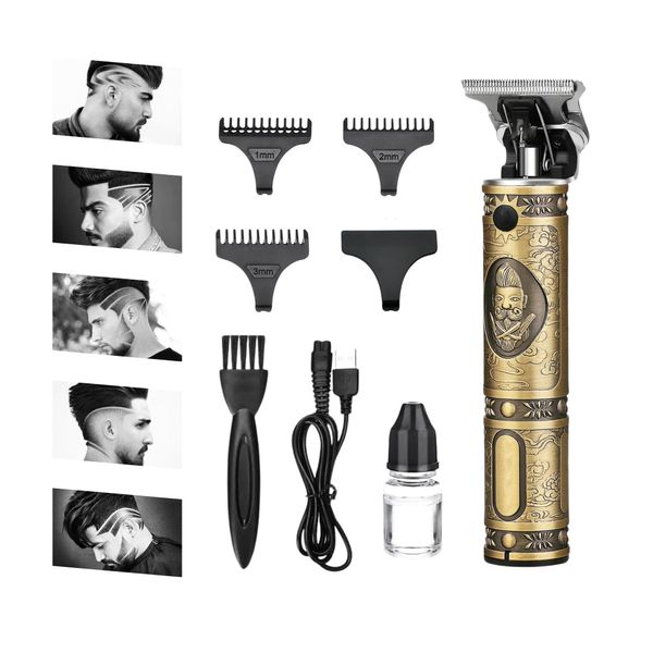 Hair Clippers for Men Professional Kit - Portable Cordless Clippers for Men w/ 7hrs Run Time - Ideal Mens Grooming Kit w/Low Noise Function - Rechargeable Beard Trimmer & Haircut Machine (Bronze)