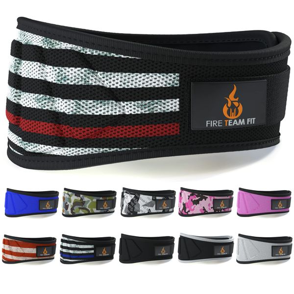 Fire Team Fit Weightlifting Belt, Weight Belt, Weight Lifting Belt for Men and Women, 6 Inch, Back Support for Lifting, Squat and Deadlifting Belt (Red Line, 27" - 32" Around Navel, X-Small)