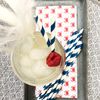 Navy Blue Stripe Paper Straws - 100 Pack