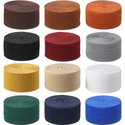 WILLBOND 12 Rolls Colorful Elastic Band Folding Elastic Cord Heavy Duty Stretch Band Knitted Flat Band for Sewing Crafts DIY Comforter Cuffs(1 Inch X 2.2 Yard,Dark Color)