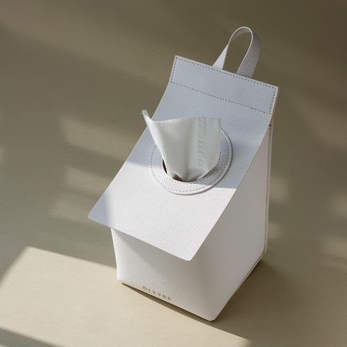 OLETHA Toilet Paper Holder - Aesthetic Bathroom Decor - Free Standing or Wall Hanging Cover for Toilet Rolls & Tissues Cube Boxes, White