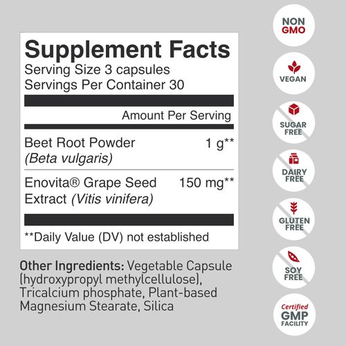 humanN SuperBeets Beet Root Capsules Quick Release 1000mg - Supports Nitric Oxide Production, Blood Pressure – Clinically Studied Antioxidants 90 Count Non-GMO Powder