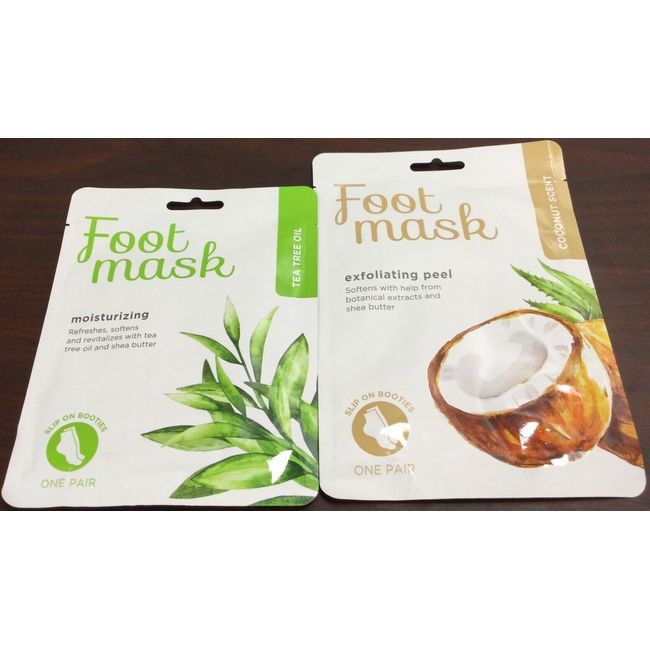 [2 PACK] CVS Health Moisturizing & Exfoliating Peel Foot Mask COCONUT+TEA TREE