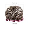 Reusable Waterproof Shower Cap - Double Thick, Leopard Red Border - Ideal for Bath & Shower - (1 Piece)